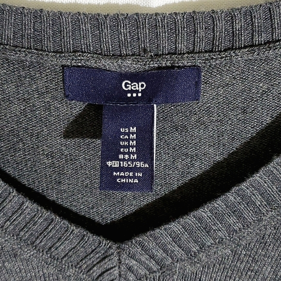 Gap Grey Knit Combo Long Sleeve V-Neck Sweater, Cotton/Rayon Mix - Size Medium - Picture 6 of 14
